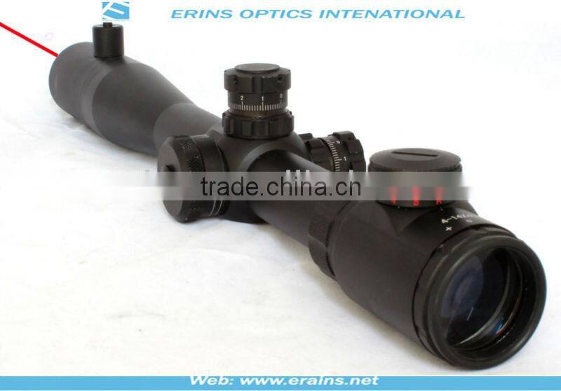 Tactical M14 4-14X40+R rifle scope red green Mil-Dot Reticle with front inside red laser sight attached