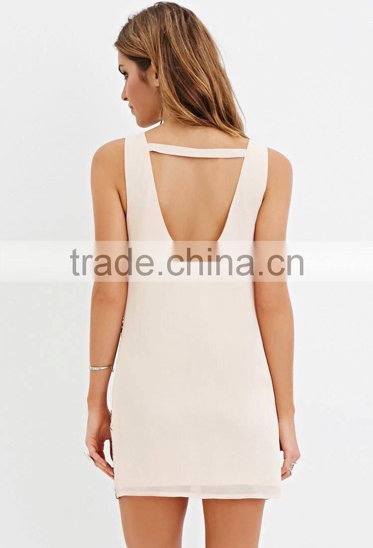 wholesale china slim fit sleeveless trim party ladies special dress design