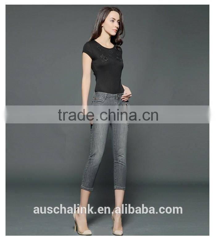 new design women black skinny denim jeans pants wholesale price