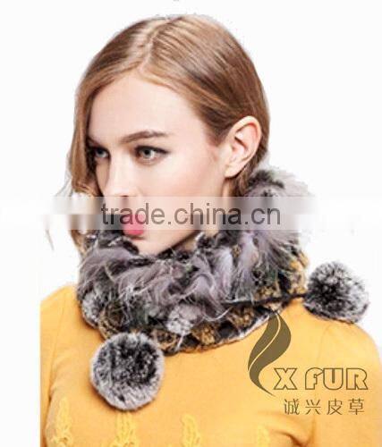 CX-C-68B New Products Wholesale Lady Winter Hat Rex Rabbit Knitted Hat / Snood