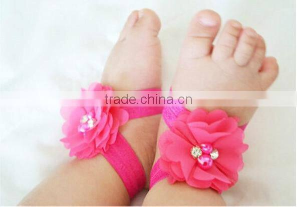Wholesale foot flower chiffon accessories foot ornaments baby photography shooting props baby pearl foot flowers