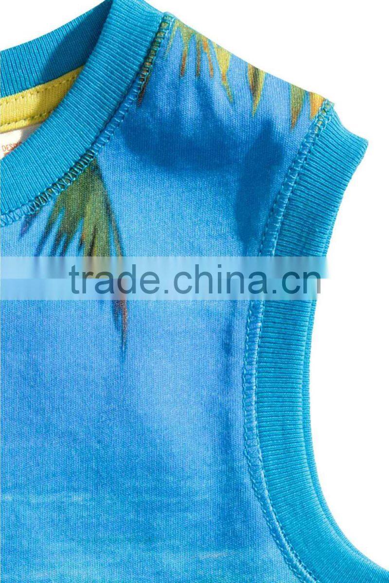 boys fashionable printing tank tops sleeveless sweaters for teenager