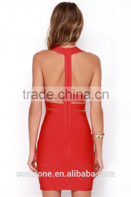 Wholesale halter neck bodycon bandage dress red bandage dress 2015