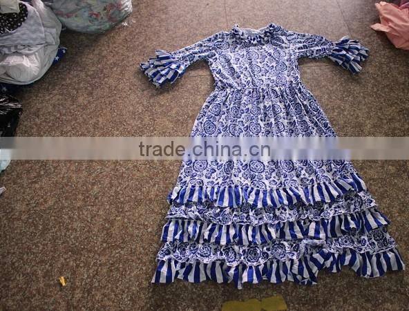 kids wear Party Dresses child Cotton Frocks Design teen girl Ruffle Matching Dresses baby girl Floral Print Clothing