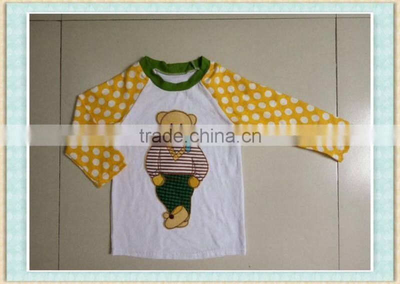 Wholesale children clothes girls boutique clothes rabbit appliqued design T- shirt