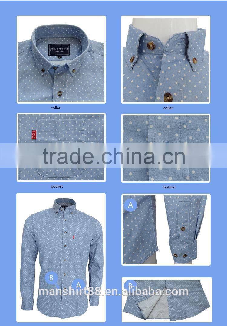 dotted cotton spandex denim shirts
