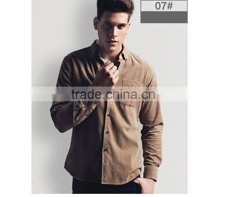 Dark coffee corduroy shirt for men 2016