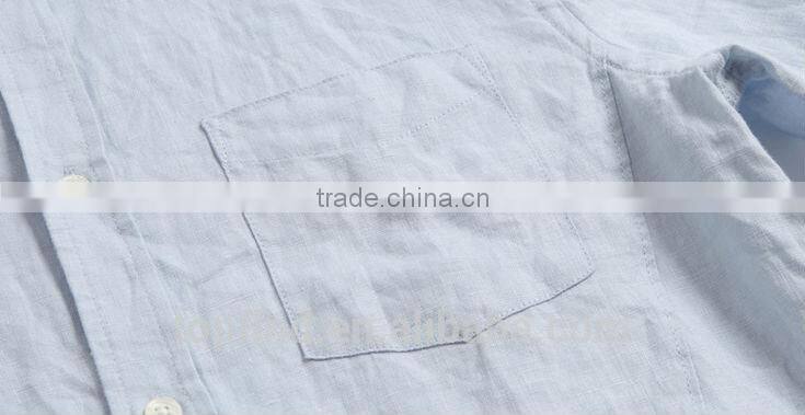 Fashion classic long sleeve casual linen 35% and cotton 65% Garment Wash soft man shirt