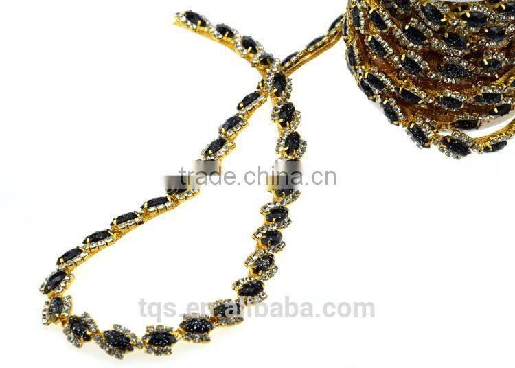 Rhinestone Cup Chain Black Shining String of Rhinestones