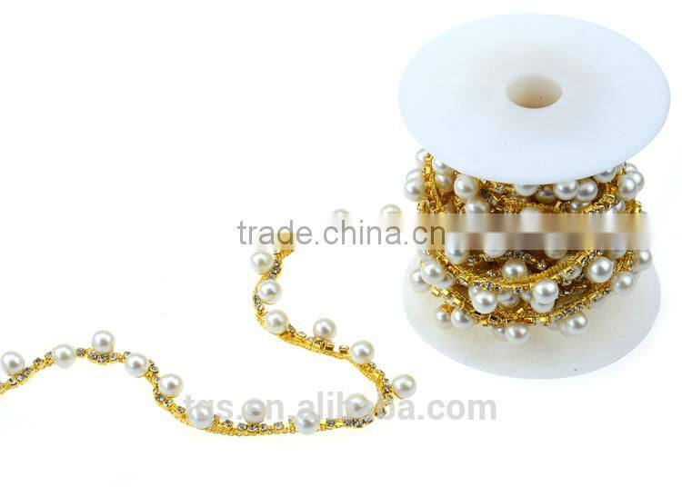 Cup Chain New Design Crystal Rhinestone &Pearl Chain Trimming