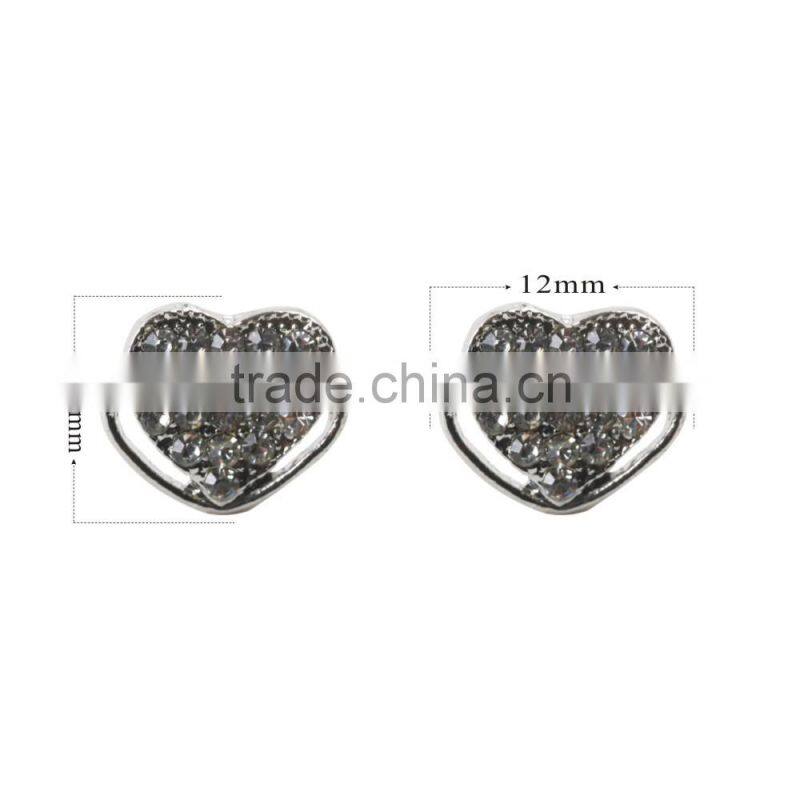 Customized Bohemian Latest Design Of Heart Diamond Sliver Earrings For Young Girls Wholesale
