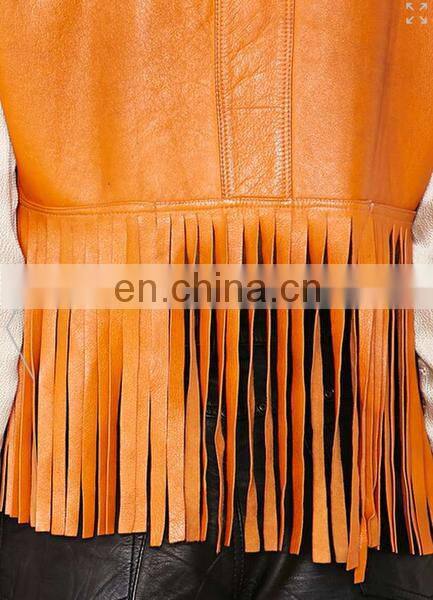 2015 New style Sleeveless tassels women PU leather jacket