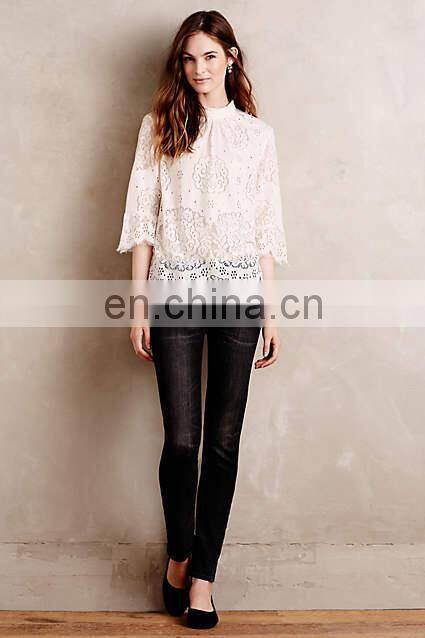 OEM wholesale fashion lady top/ Lace Composition Blouse
