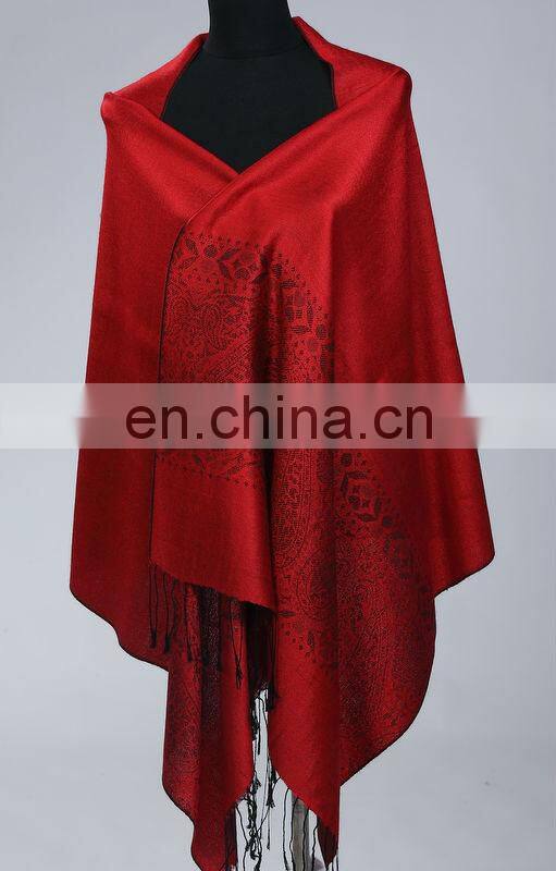 factory directly lady red silk pashmina (JDS-042_1401#)