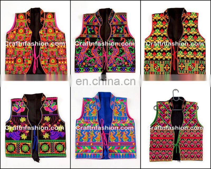 Indian Handmade Elephant Style Jacket Shrug- Indian Gamthi Elephant Style Jacket koti- Kutch Embroidery Short Jacket