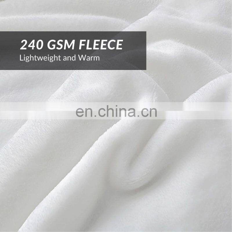 All Season Flannel Fleece Plush Throw Velvet White Blanket for Bed Sofa Car
