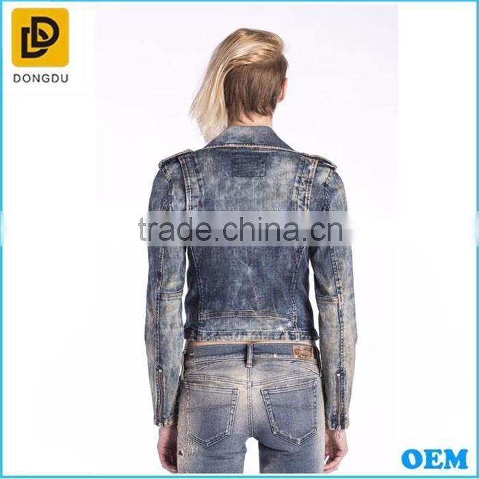 hot sale 2016 denim jacket women short jean denim coat ladies bike jackets