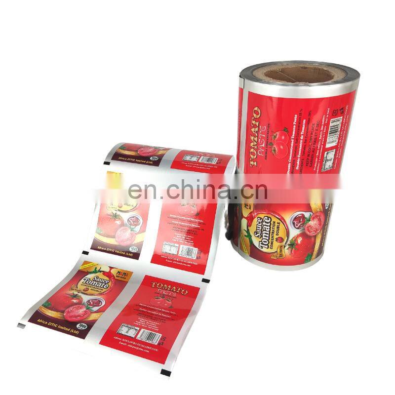100g custom printing aluminum foil tomato sauce automatic machine roll film packaging film