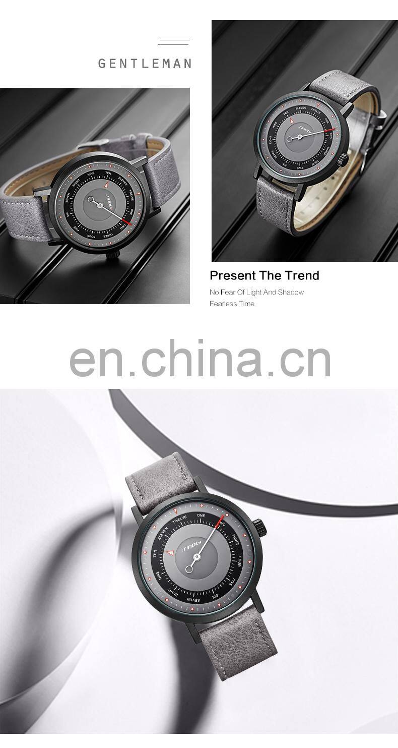 SINOBI Watch Brand Man Fashion Alloy Case Wristwatch Leather Band Man Watch Casual S9809G