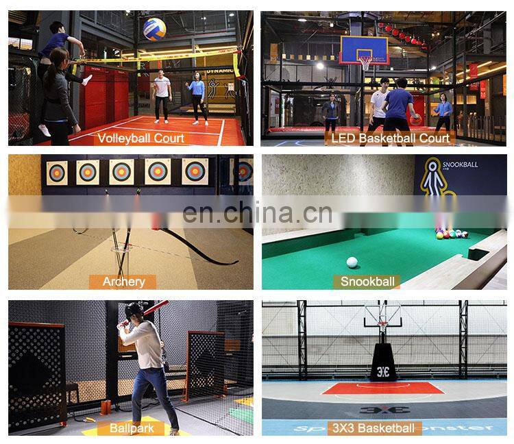 Complex Adventure Play Equipment Ninja Warrior Course Playground With Trampoline Park