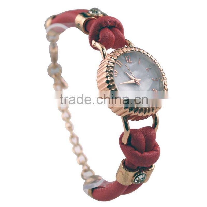 FT1391 Fashion quartz leather alloy chain bracelet watch for girls new design