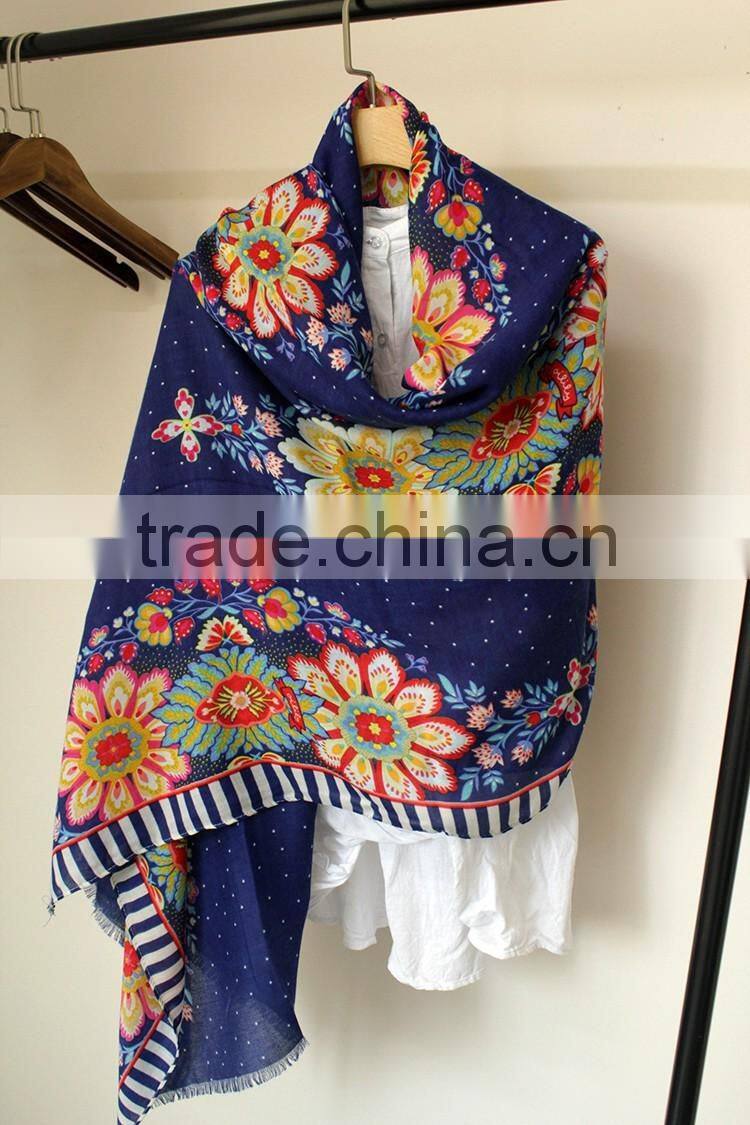 Newest Beautiful Flower Printed Fashion Lady Women Shawl Scarf Hijab