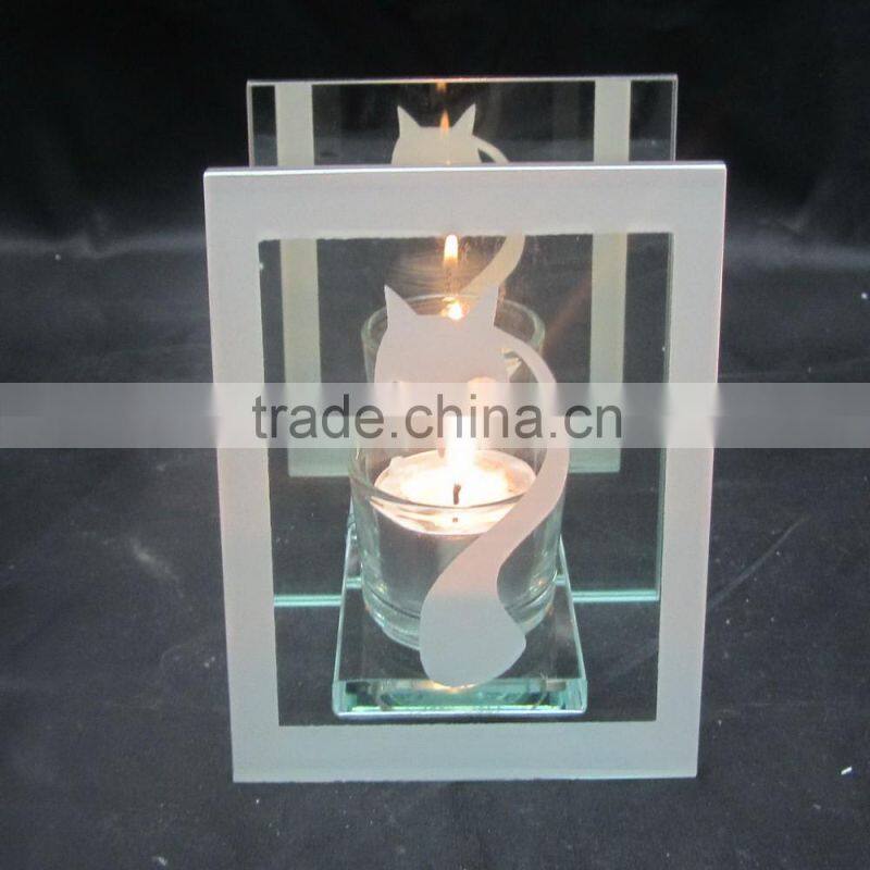 2016 cheapest wholesale fox design clear glass candle holder