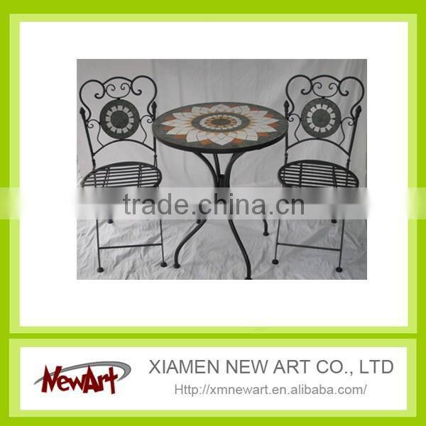 Metal mosaic garden outdoor furniture patio furniture set 1 pcs table +2 pcs chairs