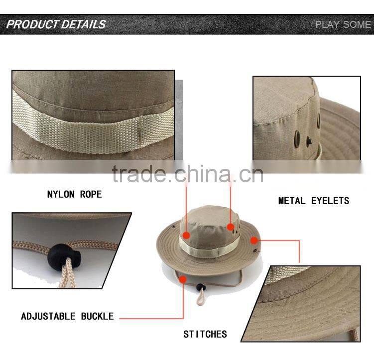 Summer wholesale balnk plain fishing bucket hat with string