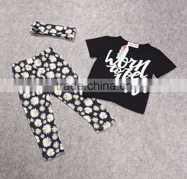 2016 Factory new arrival summer child clothes for 2 pieces fashion baby clothing set wholesale casual kids clothes (ulik-SC082)