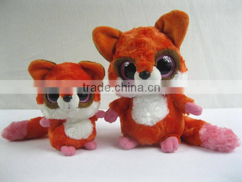 2014Hot Sale Plush Animal Big Eyes Red Fox soft toys