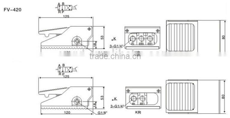 Two Position Three Way FV320 Foot Pedal Valve