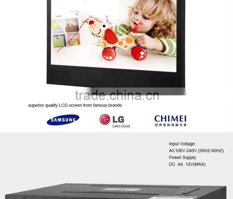 Indoor 22" metal case 1080P HD lcd loop video advertising display