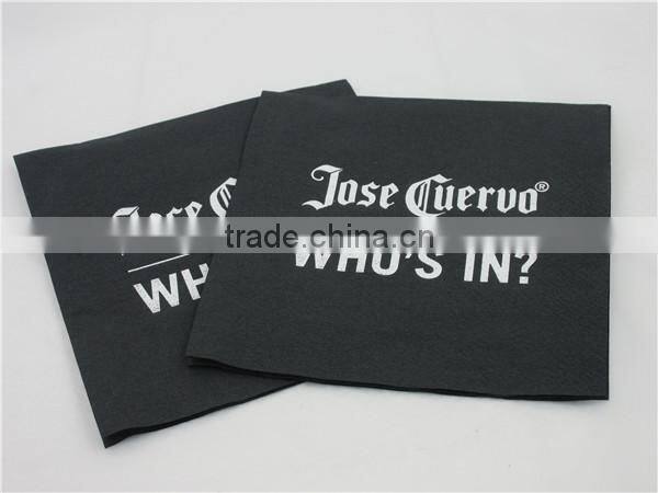 Disposable printed dyeing paper napkins/black printed napkin with customized logo