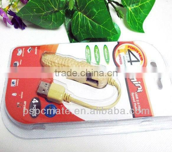 cute peanut shape usb hub 4 ports USB hub with blister package