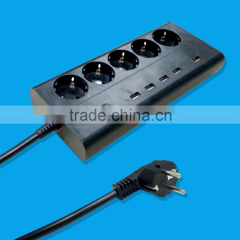 new arrival Euro 5 outlet electrical distribution board with usb port FC3.0 high speed charger surge protection