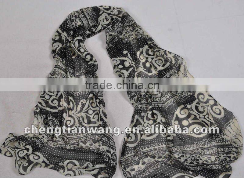 100% polyester lace print scarf