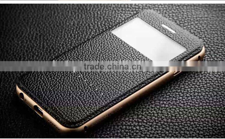 3in1cowhide case and metal bumper,aviation aluminum,PC, For iphone 6/plus Style case cover,