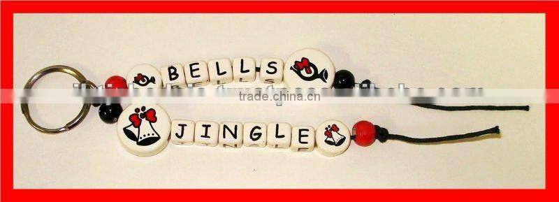 Christmas Ceramic Beaded Name Keychain