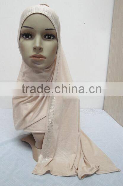 JL072 latest cotton jersey scarf with rhinestones