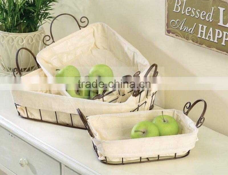 Metal Wire Storage Basket With Liner, Storage Use And Wire Metal Type Wire Lined Basket