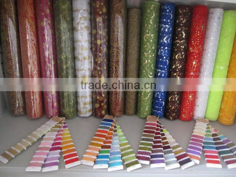 Bronzing Organza Fabric for Holiday Decoration