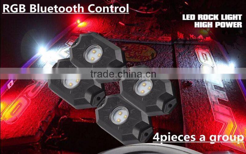 RGB LED Rock Light With Bluetooth / Cell Phone / Timing / Music Mode / Flashing / Automatic Control Under OffRoad Truck SUV ATV