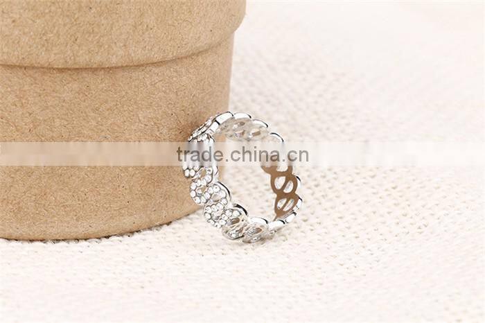 Less than one dollar fashion jewelry full jewelled rhinestone rose gold finger ring