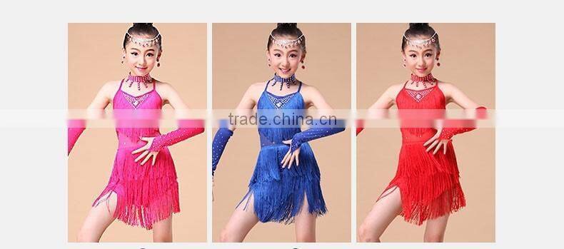 2016 High quality XXL plus size sexy girls latin dance costumes cheap children latin fringe dress on sale