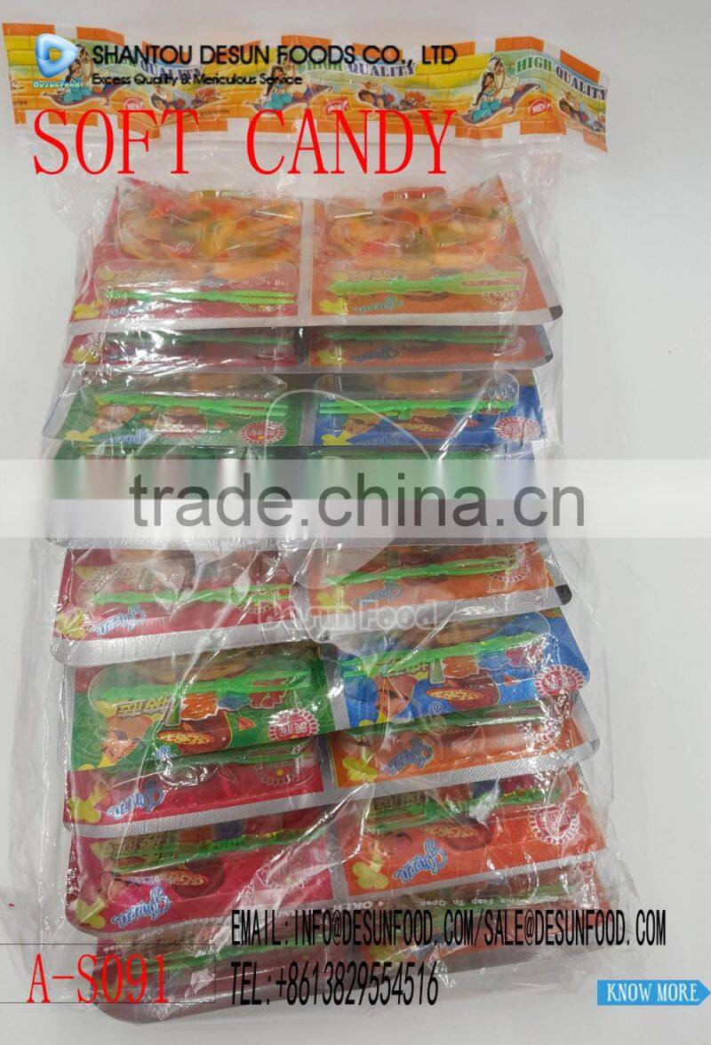 rubber pizza gummy candy with fork