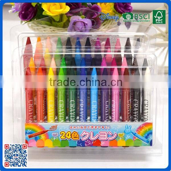 2016 wholesale 24 colors crayons into pvc bag for school students with cheap price
