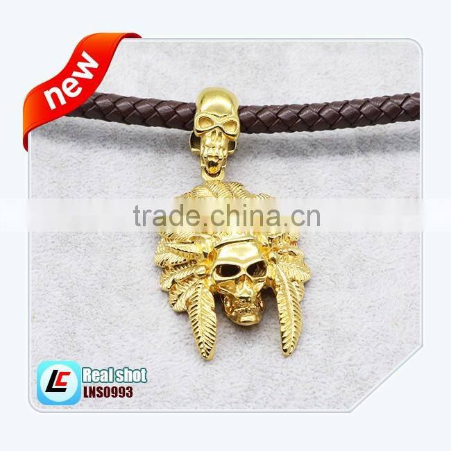 Braided Mens Leather Necklace With Steel Shield Pendent