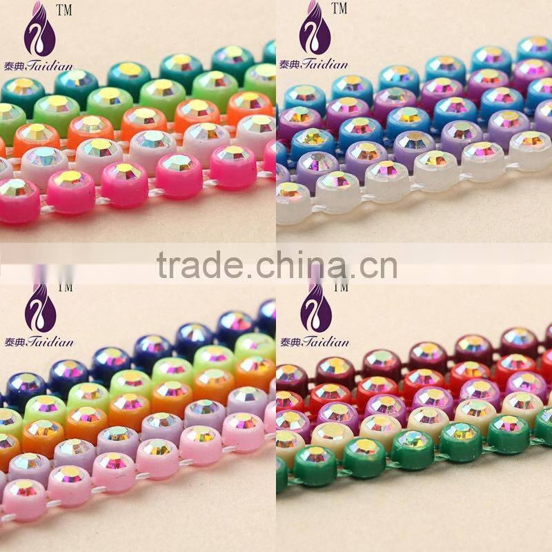 SS6 Plastic Rhinestone Trim Chain,2.3MM Rhinestone wedding trim