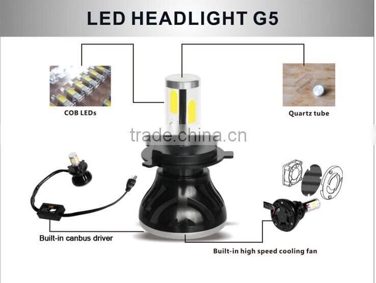 4 side LEDs 40W each bulb h4 h7 h9 h11 led headlight replace halogen bulb